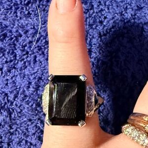 Elegant Black Spinel Stone Sterling Silver Ring
